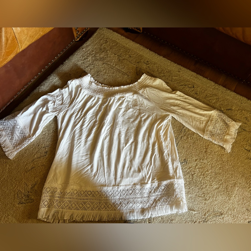 Chico's Ivory Smocked Blouse
